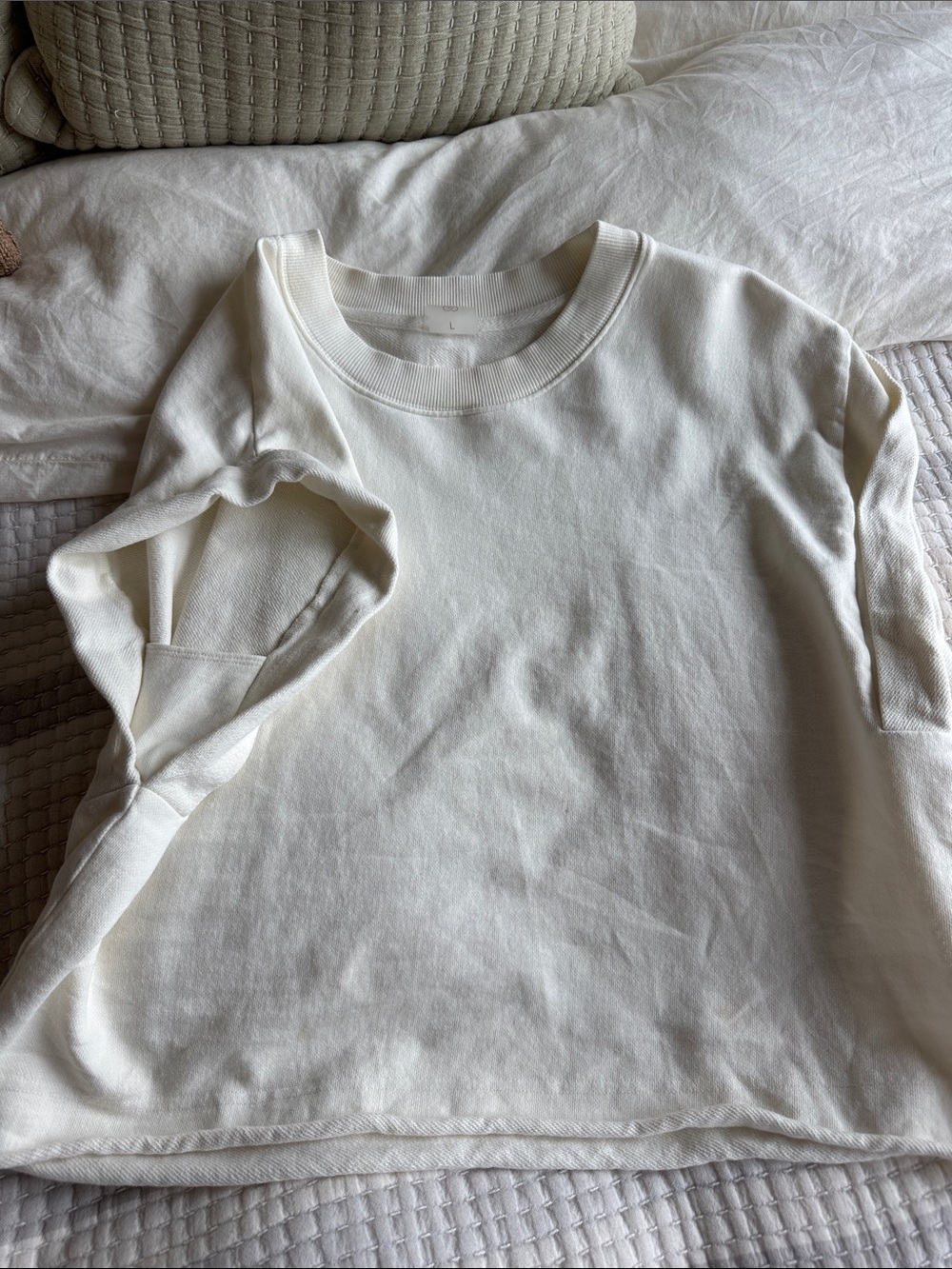 Calia Classic Crewneck Short Sleeve Sweatshirt — Ivory